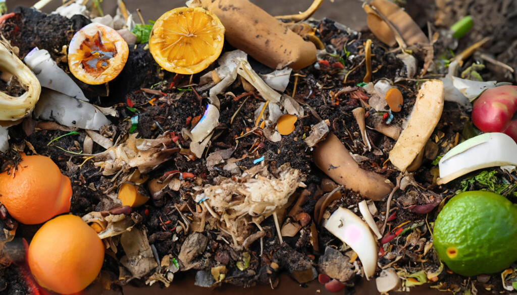 bac Ã  compost avec matÃ©riaux en dÃ©composition et microorganismes.